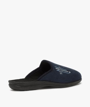 Chaussons homme mules confort en velours ras brodé vue4 - Nikesneakers(HOMWR HOM) - Nikesneakers