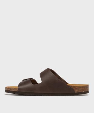 Mules ouvertes 2 brides dessus cuir homme - Tanéo vue3 - TANEO GEMO FOR GOOD - GEMO