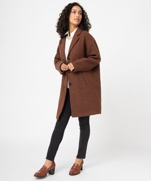 Manteau femme en drap de laine motif pied-de-poule vue5 - GEMO(FEMME PAP) - GEMO