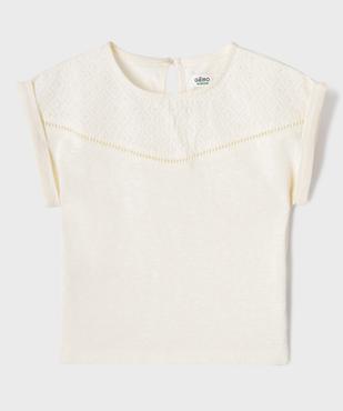 Tee-shirt manches courtes loose à plastron fille vue1 - GEMO 4G FILLE - GEMO