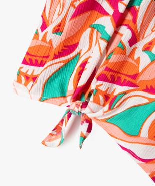 Blouse à manches ballon avec nœud en viscose froissée fille vue2 - GEMO 4G FILLE - GEMO