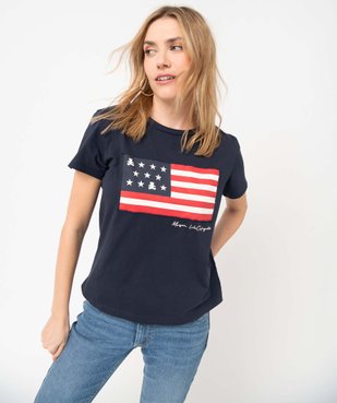 Tee-shirt femme avec drapeau américain - LuluCastagnette vue3 - LULUCASTAGNETTE - GEMO