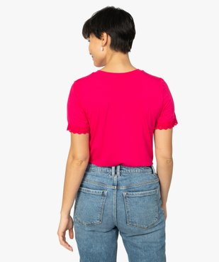 Tee-shirt femme à manches courtes finitions dentelle vue3 - GEMO(FEMME PAP) - GEMO