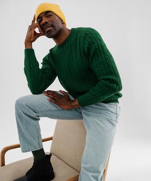 Pull col rond en coton à torsades homme vue2 - GEMO (HOMME) - GEMO