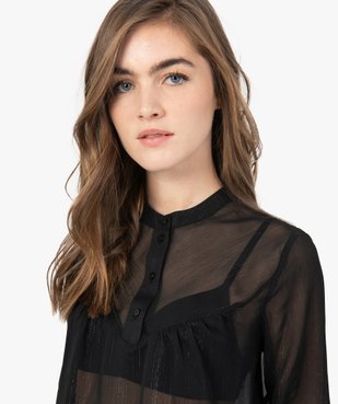 Blouse femme en voile avec rayures pailletées vue2 - GEMO(FEMME PAP) - GEMO