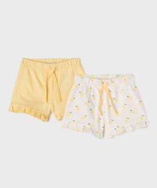 Short en coton avec volants bébé fille (lot de 2) vue1 - GEMO(BEBE DEBT) - GEMO