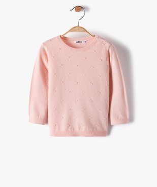 Pull bébé fille en maille avec relief sur l’avant vue1 - GEMO(BEBE DEBT) - GEMO