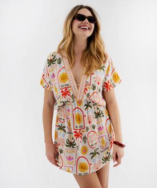 Robe de plage en viscose fluide femme vue1 - GEMO (PLAGE) - GEMO