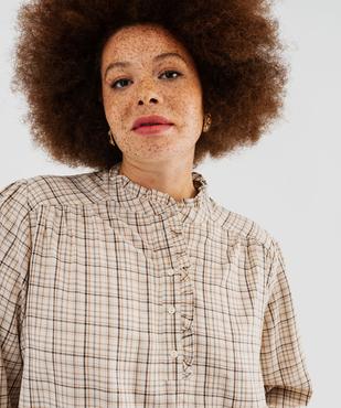Blouse à carreaux finitions froncées femme grande taille vue2 - GEMO 4G GT - GEMO