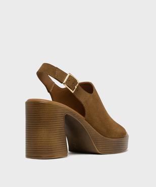 Sandales à talon épais et semelle plateforme en cuir femme - Tanéo vue2 - TANEO - GEMO