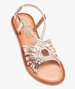 Sandales fille à fines brides tressées en cuir métallisé vue5 - GEMO (ENFANT) - GEMO