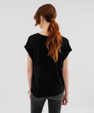 Tee-shirt manches ultra courtes avec col V en dentelle femme vue3 - GEMO 4G FEMME - GEMO