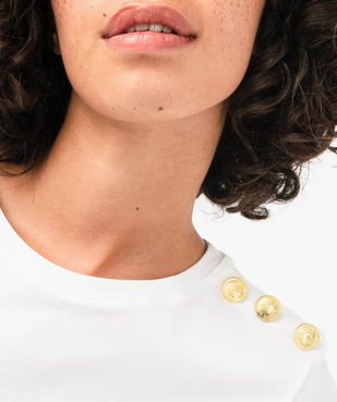 Tee-shirt manches courtes à boutons décoratifs femme vue5 - GEMO(FEMME PAP) - GEMO