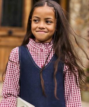 Chemise à motif vichy avec col victorien fille - LuluCastagnette vue4 - LULUCASTAGNETTE - GEMO
