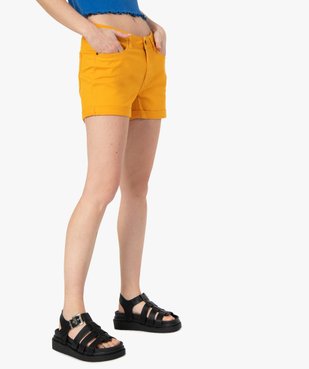 Short femme façon denim avec revers cousus vue1 - GEMO 4G FEMME - GEMO