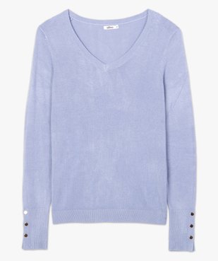 Pull femme en maille fine avec large col V vue4 - GEMO(FEMME PAP) - GEMO