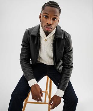 Pull col châle à torsades homme vue3 - GEMO (HOMME) - GEMO