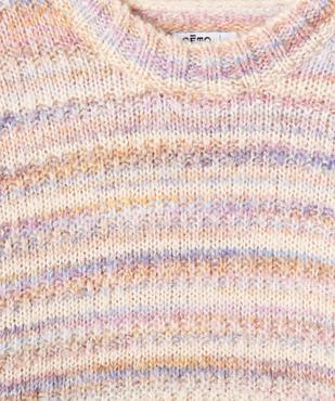 Pull court et large en maille fantaisie à rayures colorées fille vue2 - GEMO (JUNIOR) - GEMO