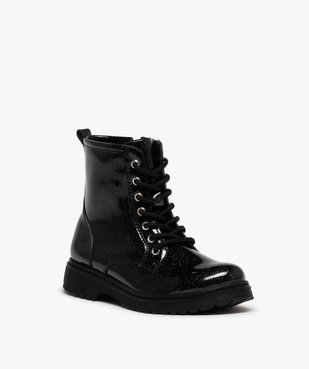 Boots fille vernies à lacets et zip style rangers vue2 - GEMO (ENFANT) - GEMO