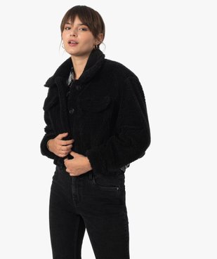 Blouson femme court en sherpa vue1 - GEMO(FEMME PAP) - GEMO