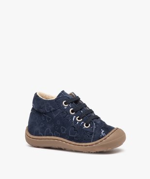 Chaussures premiers pas bébé fille dessus cuir retourné vue2 - GEMO(BEBE DEBT) - GEMO