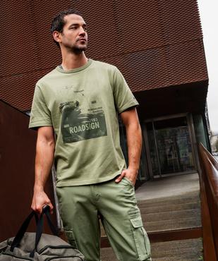Tee-shirt manches courtes en coton imprimé homme - Roadsign vue1 - ROADSIGN G4G - GEMO