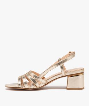Sandales femme à talon carré brides métallisées   vue4 - GEMO(URBAIN) - GEMO