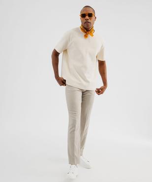 Tee-shirt manches courtes en maille gaufrée homme vue4 - GEMO 4G HOMME - GEMO