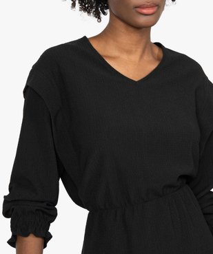 Robe femme à manches longues en maille texturée vue2 - GEMO(FEMME PAP) - GEMO
