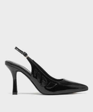 Escarpins slingback vernis à talon fin et détails ajourés - Follow Me vue1 - FOLLOW ME - GEMO