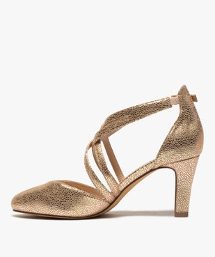 Escarpins femme à talon et fines brides croisées vue3 - GEMO(URBAIN) - GEMO