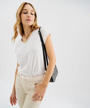 Tee-shirt à manches courtes avec finitions scintillantes femme vue4 - GEMO 4G FEMME - GEMO