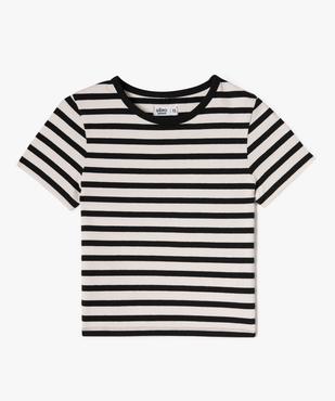Tee-shirt manches courtes coupe courte à rayures fille vue1 - GEMO 4G FILLE - GEMO