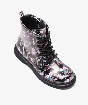 Boots fille à lacets et zip imprimées fleurs vue5 - GEMO (ENFANT) - GEMO