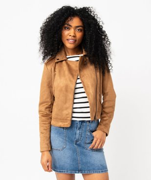Blouson en suédine esprit biker femme vue2 - GEMO 4G FEMME - GEMO