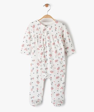 Pyjama bébé fille à motifs fleuris ouverture sur l’avant vue1 - GEMO(BB COUCHE) - GEMO