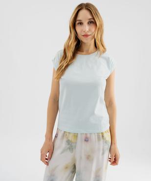 Haut de pyjama manches courtes loose à revers et broderie femme vue1 - GEMO 4G FEMME - GEMO