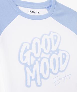 Tee-shirt court à manches courtes bicolore fille vue2 - GEMO 4G FILLE - GEMO