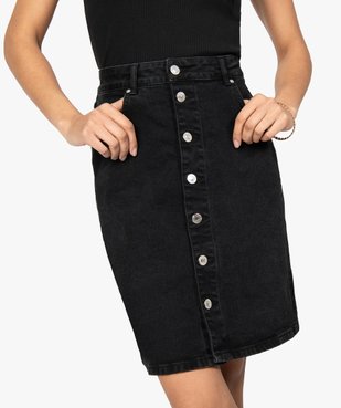 Jupe femme en jean mi-longue boutonnée sur l’avant vue2 - GEMO(FEMME PAP) - GEMO