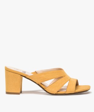 Sandales femme mules à talon en suédine unie vue1 - GEMO(URBAIN) - GEMO
