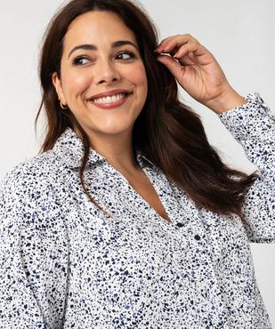 Chemise manches longues en tissu froissé et imprimé femme grande taille vue2 - GEMO (G TAILLE) - GEMO