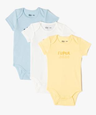Body à manches courtes avec message bébé garçon (lot de 3) vue1 - GEMO 4G BEBE - GEMO