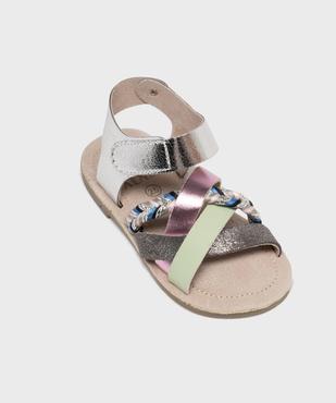 Sandales en cuir à brides fantaisie et scratch fille - Alma Planète vue5 - ALMA - GEMO