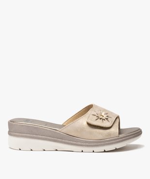 Mules femme confort à talon compensé et bandeau métallisé vue1 - GEMO (CONFORT) - GEMO
