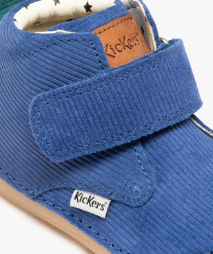 Chaussures premiers pas bébé garçon en cuir velours uni avec scratch - Kickers vue6 - KICKERS - GEMO
