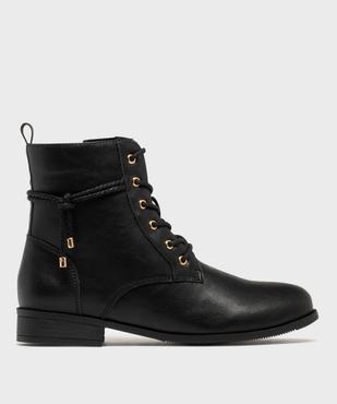 Boots femme à talon plat avec cordelette tressée et nouée embouts dorés vue8 - GEMO (CASUAL) - GEMO