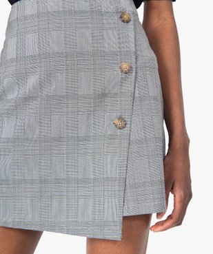 Jupe short femme effet portefeuille motif Prince de Galles vue2 - GEMO(FEMME PAP) - GEMO