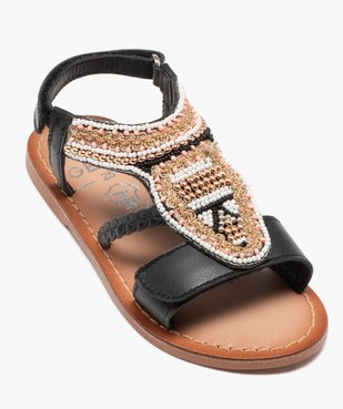 Sandales fille en cuir dessus en perles et à scratch vue5 - GEMO (ENFANT) - GEMO