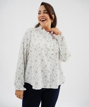 Chemise manches longues en tissu texturé et fleuri femme grande taille vue1 - GEMO (G TAILLE) - GEMO
