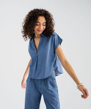 Blouse sans manches en toile denim fluide femme vue1 - GEMO(FEMME PAP) - GEMO